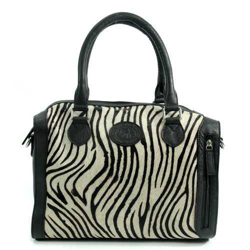 MicMac Handtas leder "Animal" Zebra
