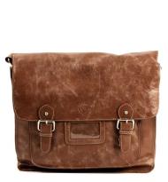 MicMac A4 Schoudertas Craquelé Dark Tan